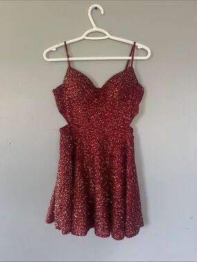privy Red Sequin Trim Dress Medium